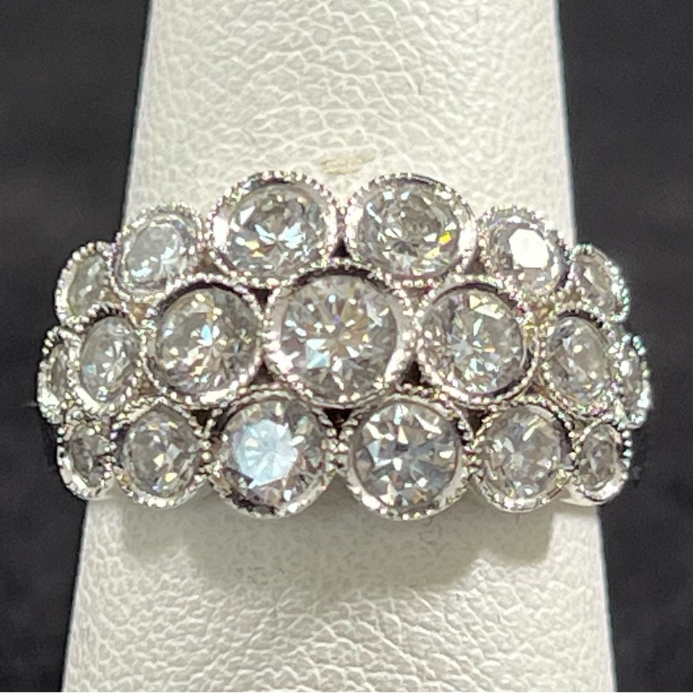White Topaz 3-Row Sterling Silver Ring